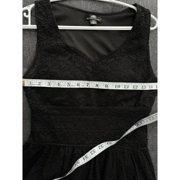 River iseland black lace dress maxi Large Size Fit and Flare Sleeveless Mini - Picture 6 of 12